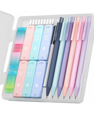 Cute Mechanical Pencil Set 6Pieces, 0.5/0.7/0.9mm with 360 Leads and Erasers, Aesthetic School Supplies