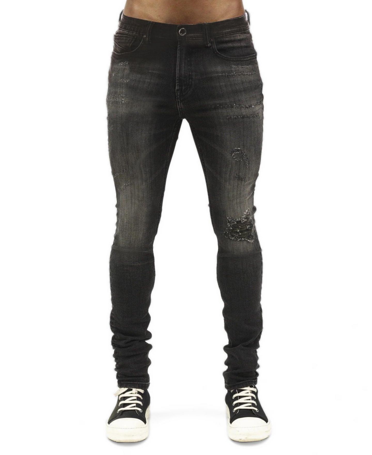 Мужские джинсы Hvman Chosen To Prevail x Cult Strat Super Skinny Stretch Low-Rise, цвет: Shale — фото 1
