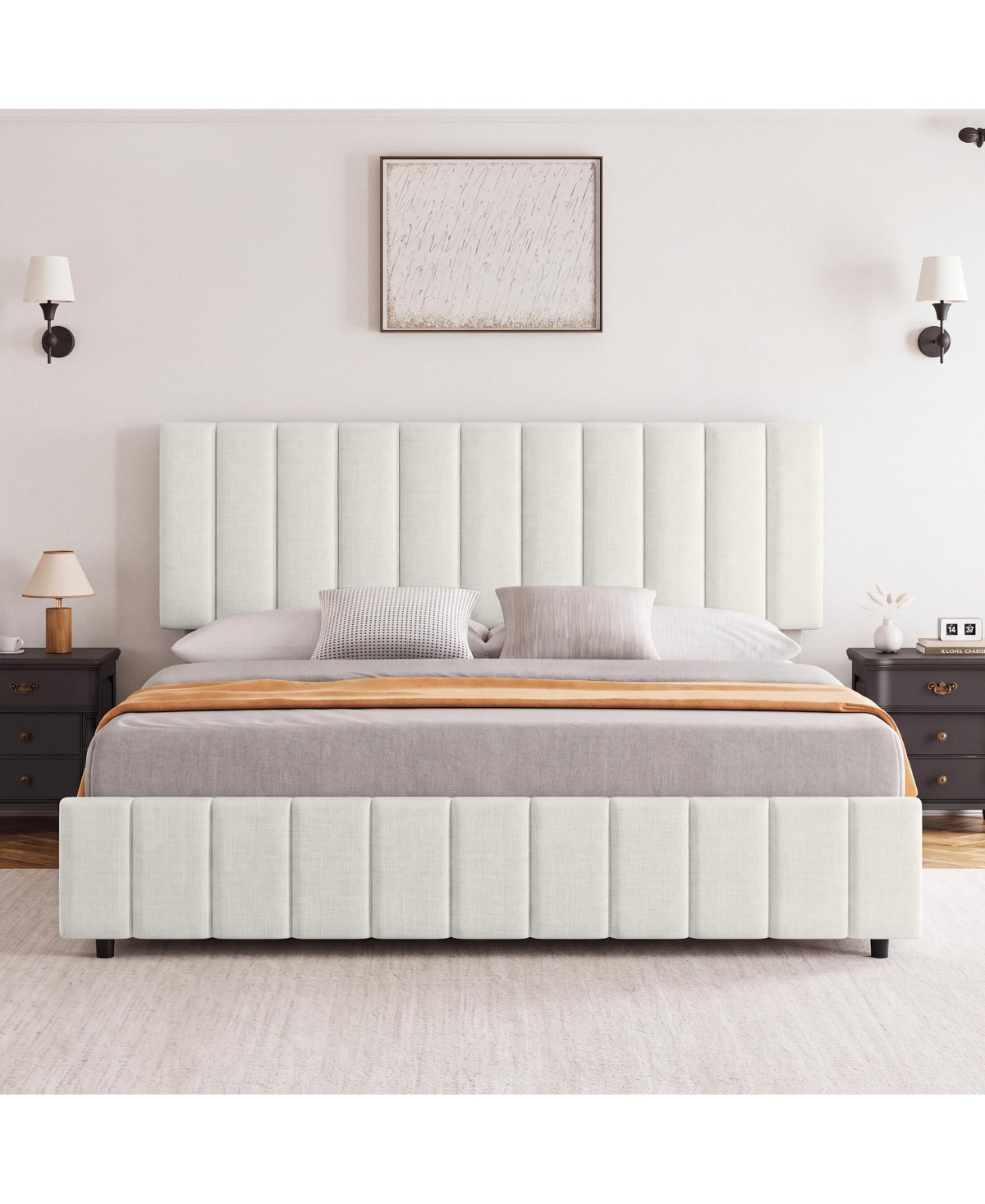 Homfan Storage Platform Bed Frame – 4 Drawers, Adjustable Headboard, No Box Spring Needed, Heavy-Duty Wooden Structure
