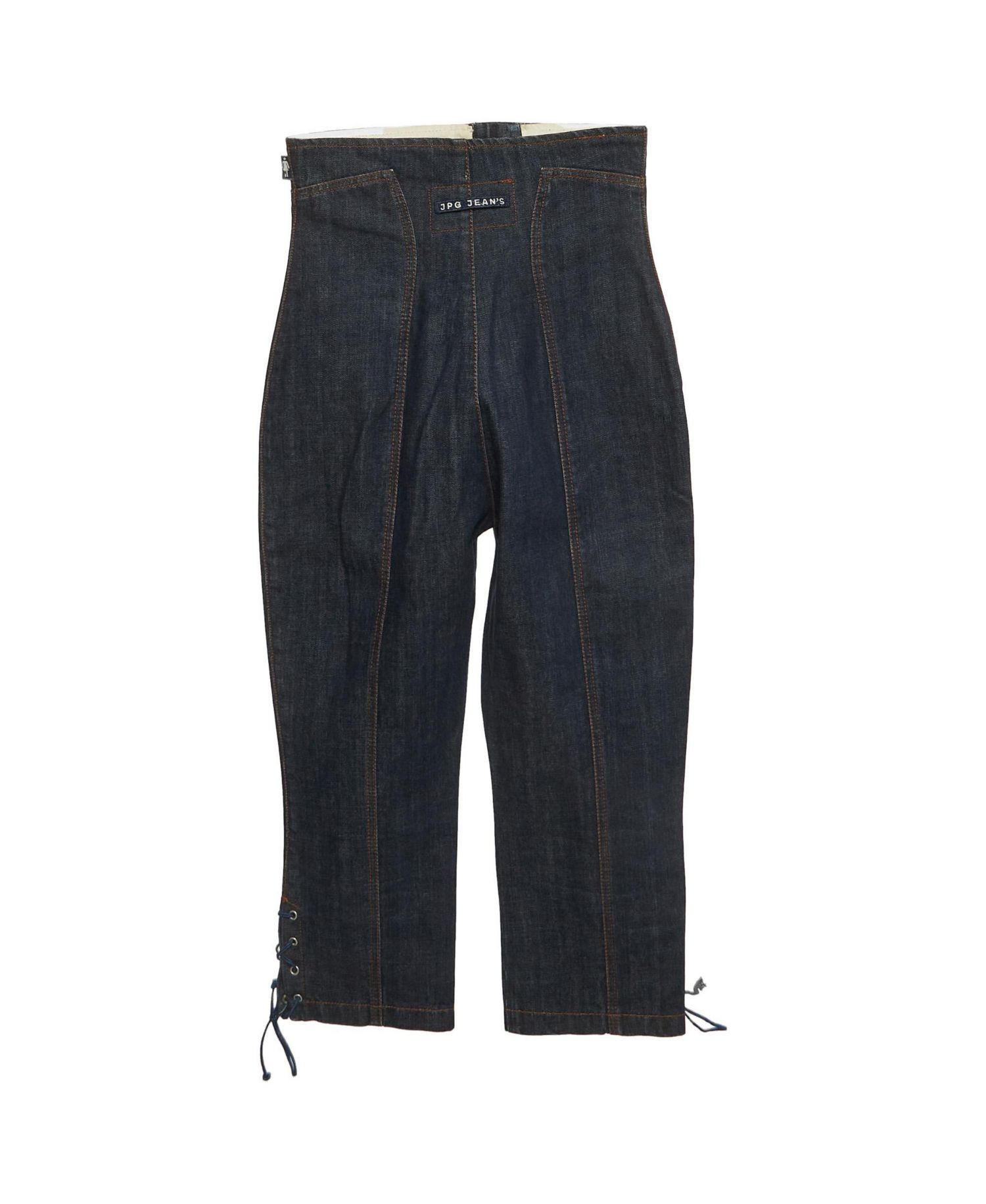 Women's High-Waisted Straight-Leg Lace-Up Jeans