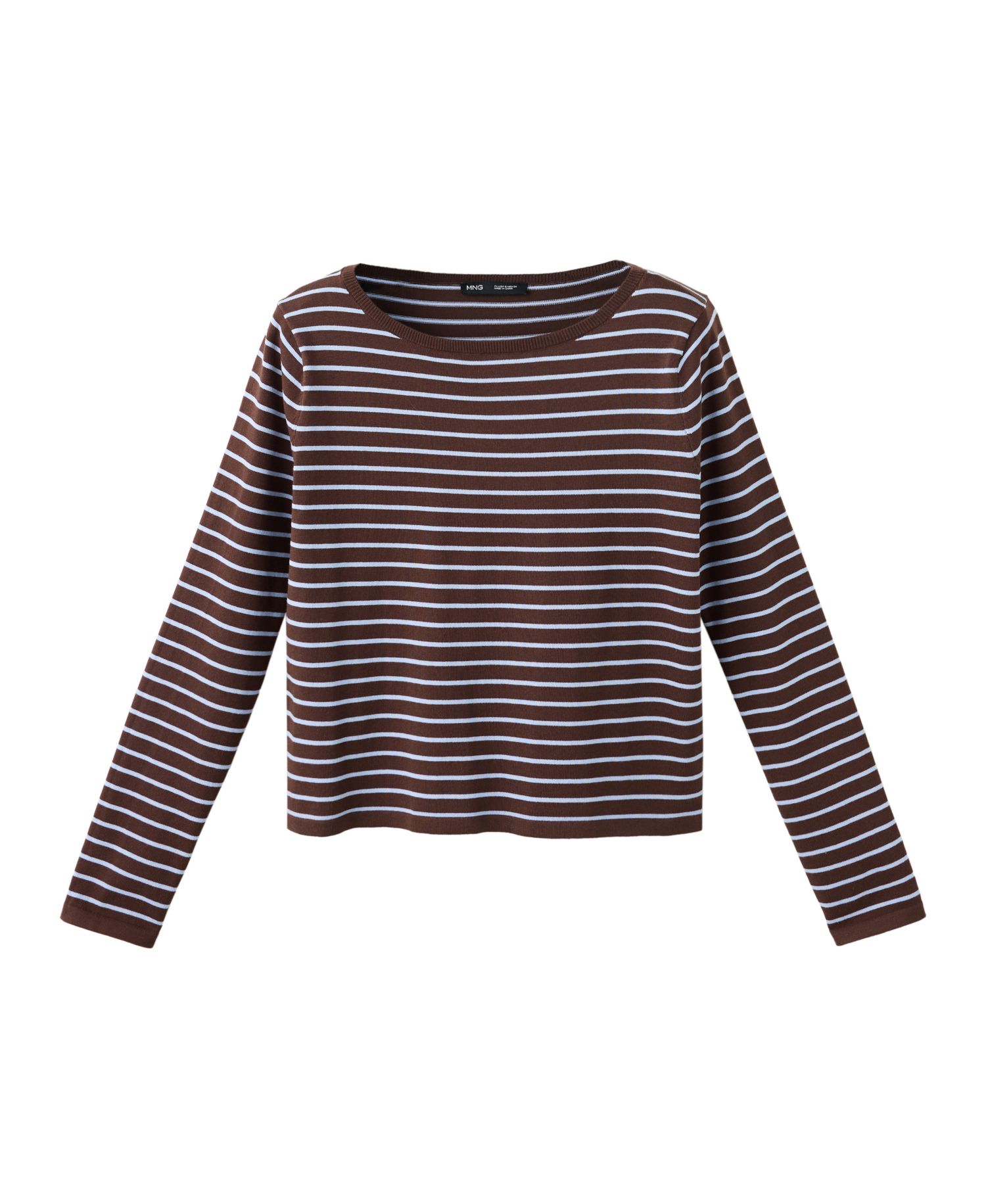 Women's Striped Long-Sleeve Crewneck Cotton-Blend Sweater
