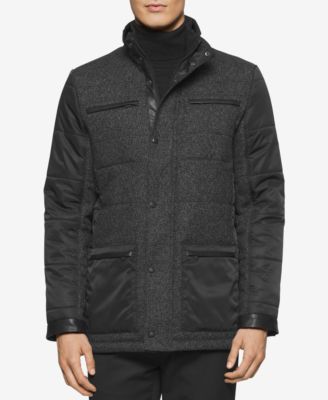 Calvin Klein - Men's Mixed-Media Quilted Pea Coat