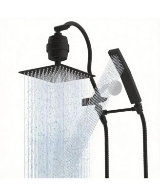 10'' Filtered Rainfall Shower Head Handheld Wand Extension Arm Hose Kit with Filter