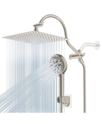 12'' Metal Shower Head Handheld Extension Arm Hose Holder Square