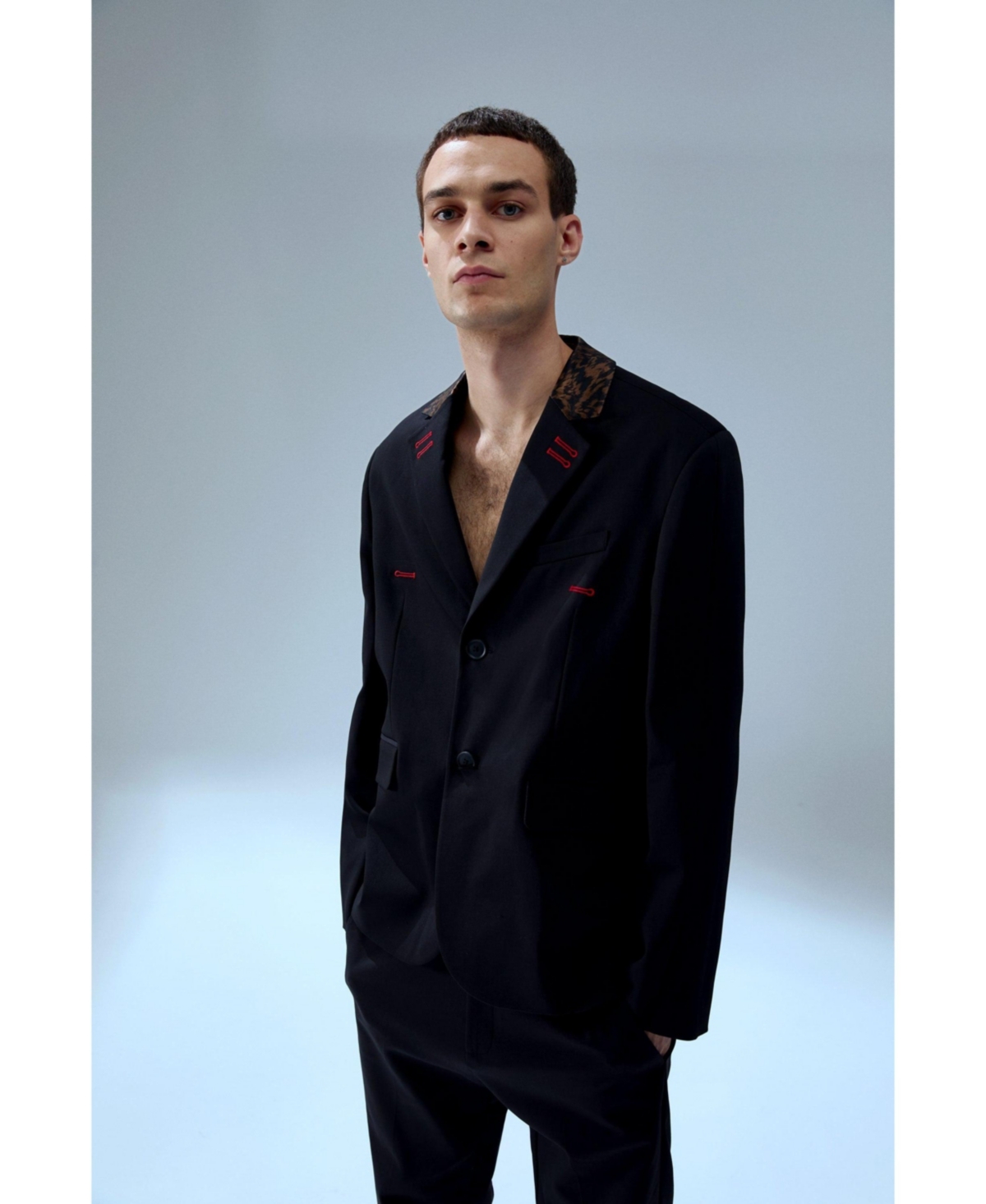 Pcfg Men's Your Itch Kangaroo-Collar V-Neck Lightweight Blazer