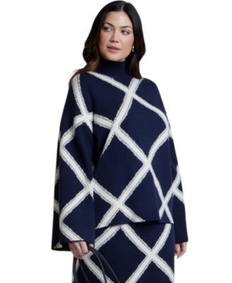 Women's Mock Neck Intarsia Sweater