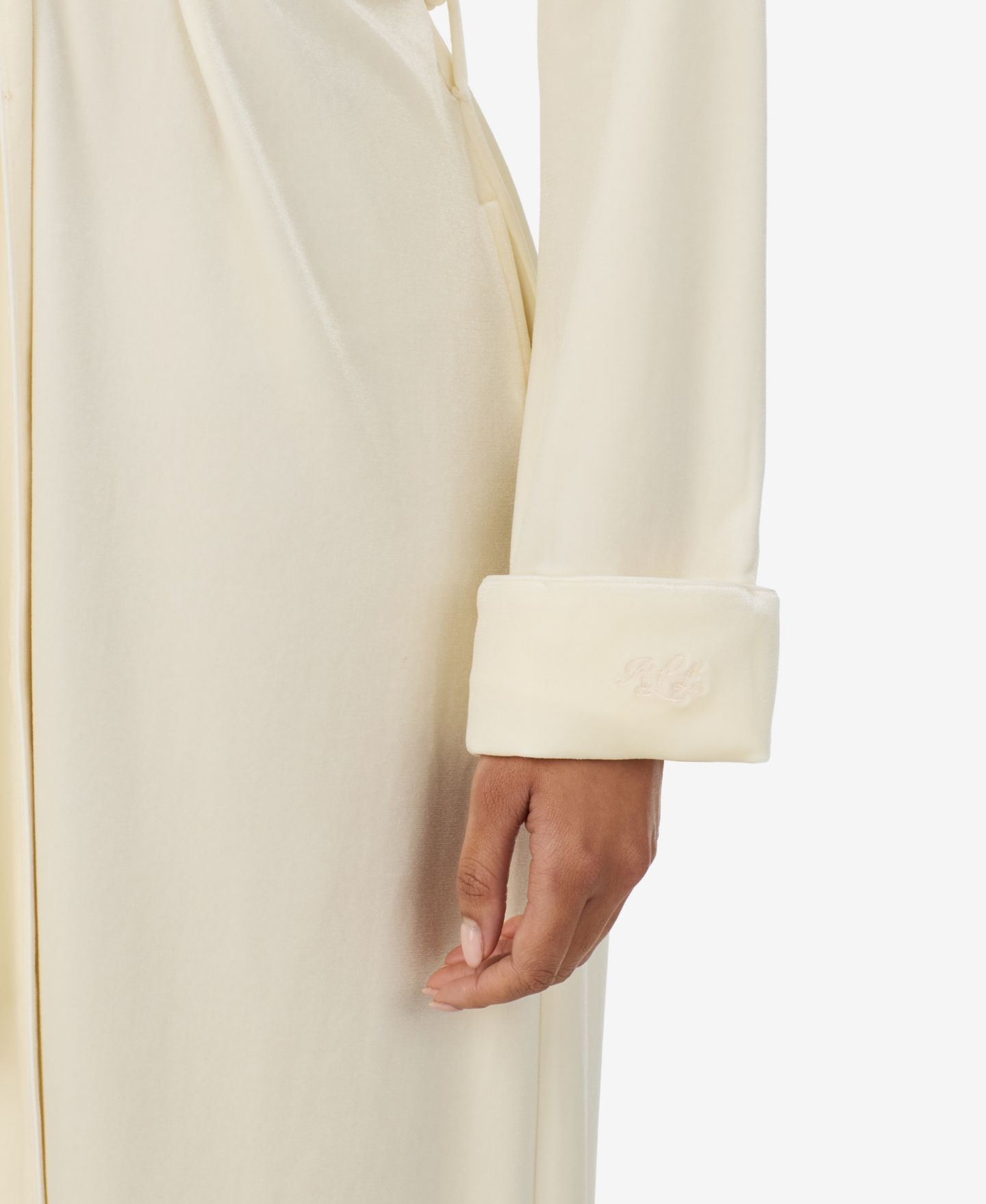 Халат Shawl-Collar, длинный рукав, бархат — Lauren Ralph Lauren, цвет: Кремовый — фото 3