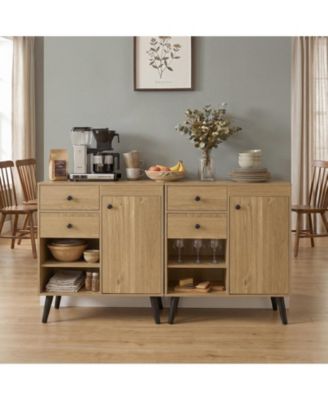 Buffet Cabinet with Storage, 31" Sideboard Credenza with Door, Open Compartments