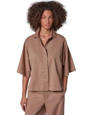 Women's Bali Dolman Button-Front 3/4-Sleeve Oversized Denim Shirt