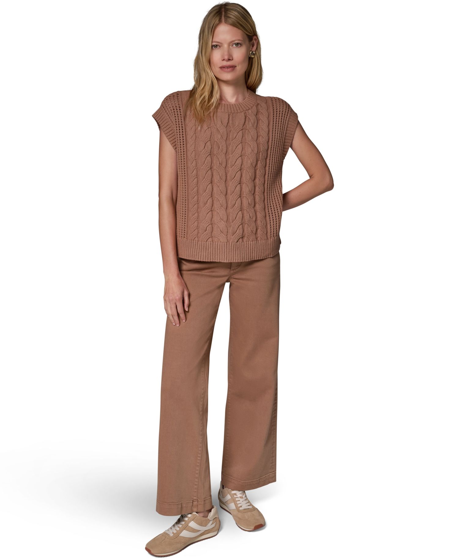 Women's Sleeveless Cable-Knit Boxy Sweater Vest