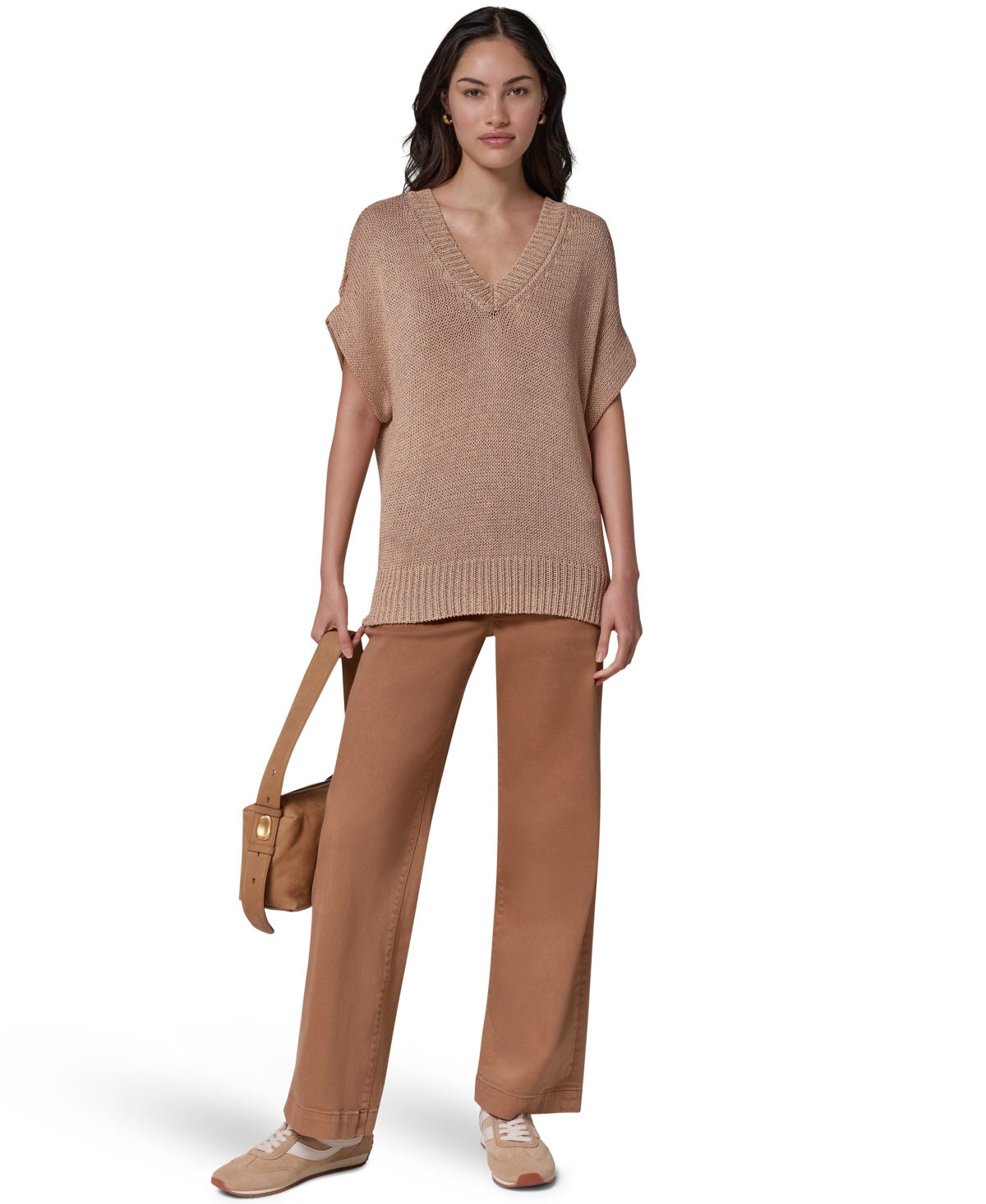 Donna Karan Weekend Women's Short Sleeve Relaxed Fit Lurex Sweater