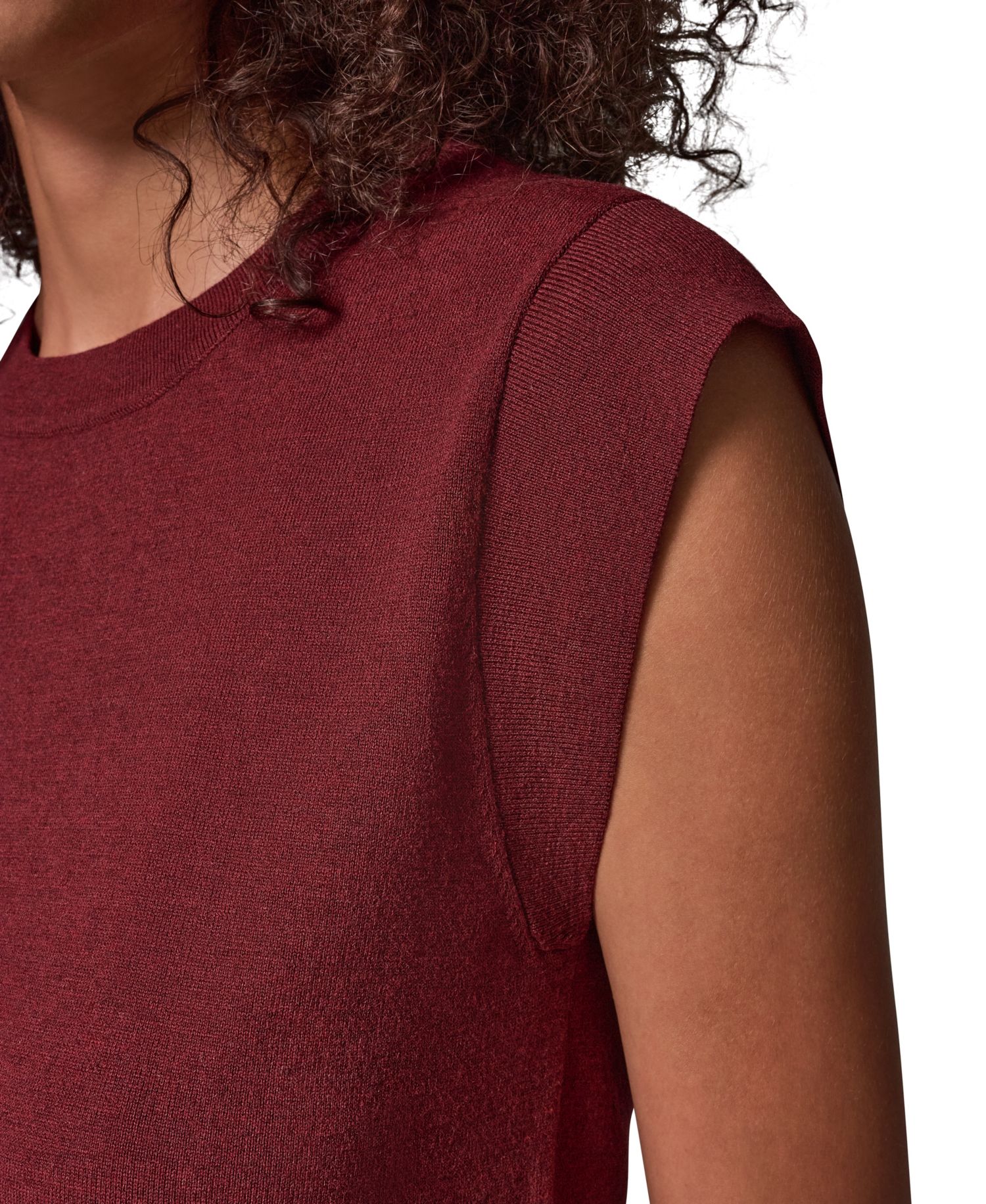 Women's Extended Shoulder Sleeveless Crewneck Sweater