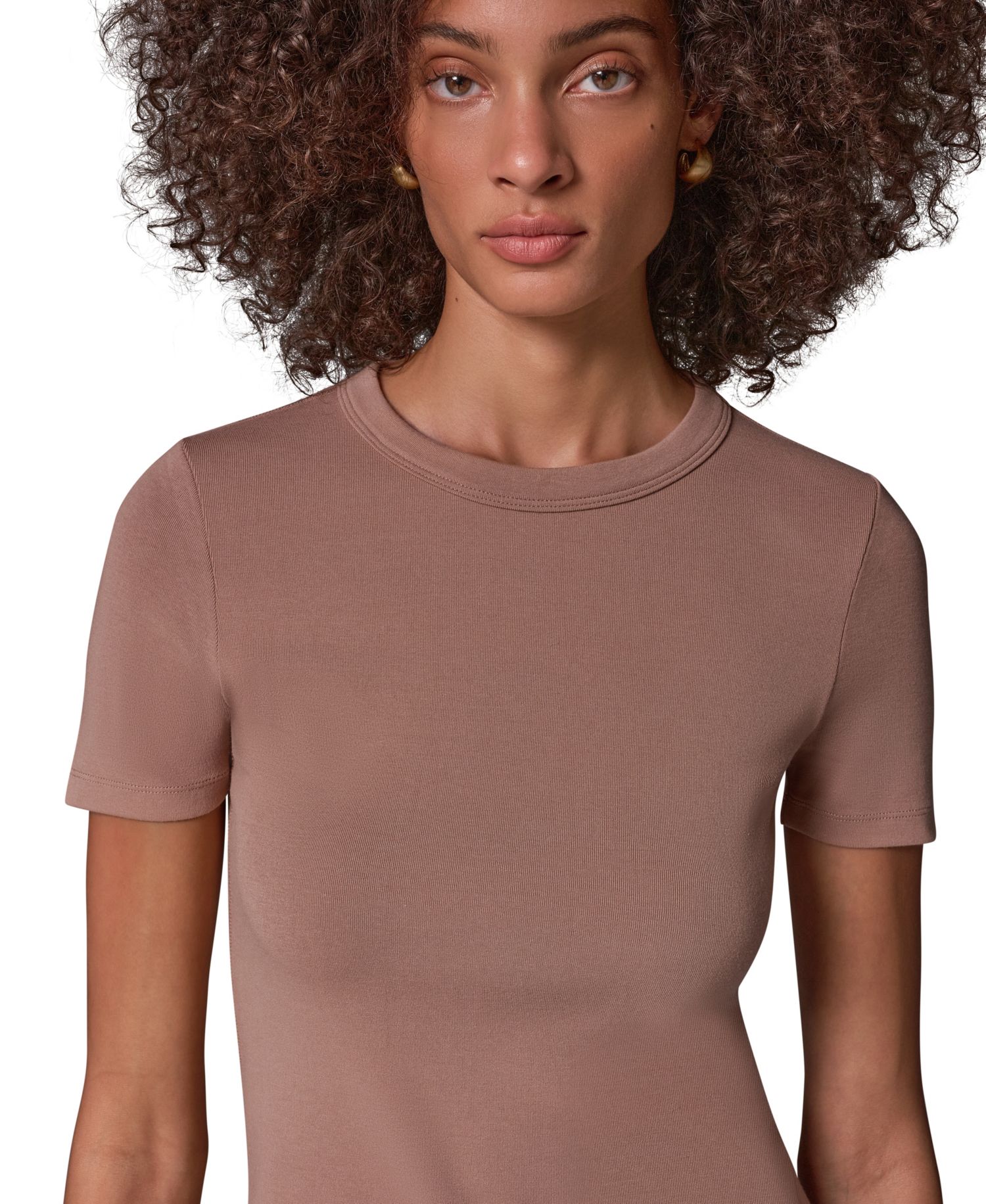 Women's Cotton-Modal Blend Crewneck Fitted T-Shirt