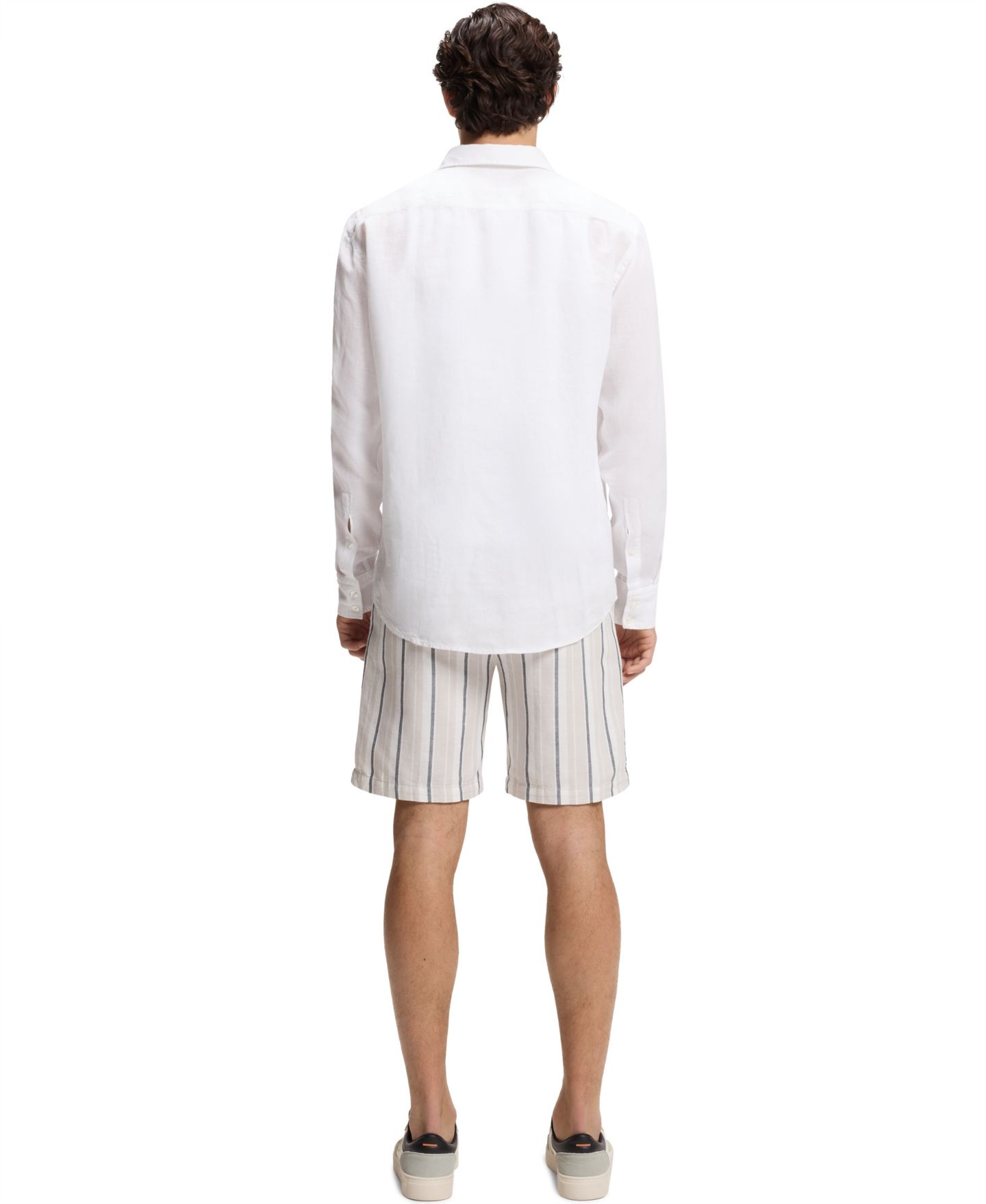 Мужская рубашка Hugo Boss Linen Regular-Fit Button-Down, цвет: Белый — фото 2