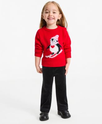 Toddler Girls' 12M-5T Penguin Crewneck Long-Sleeve Sweater