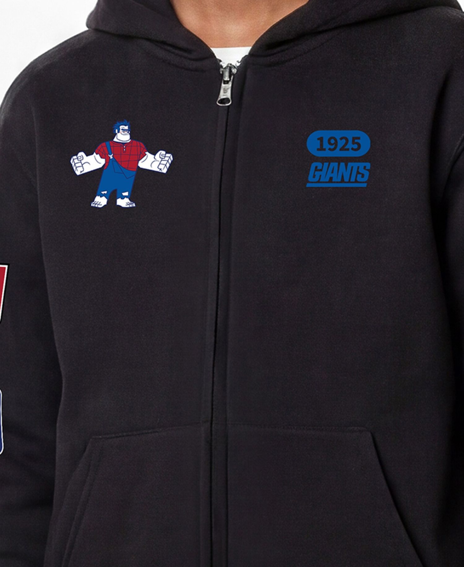 Big Boys and Girls Black New York Giants Disney X Champion Full-Zip Hoodie