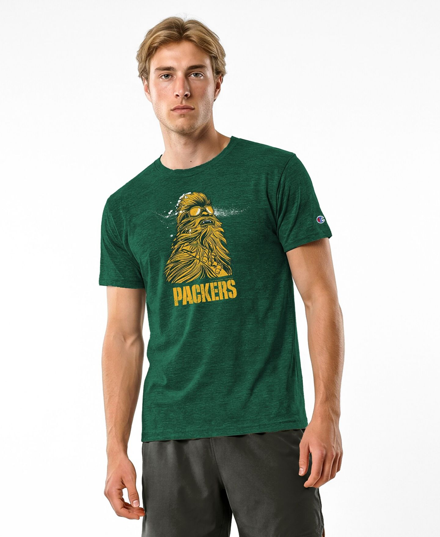Мужская футболка Champion Dark Green Bay Packers Disney X Champion Tri-Blend — фото 1