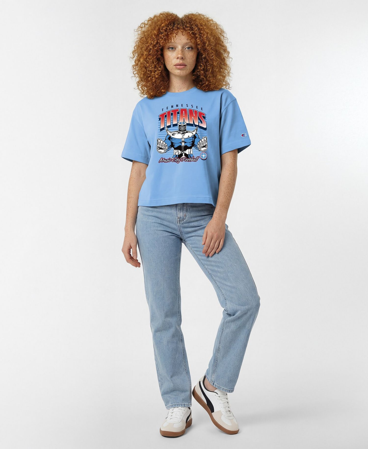Women's Light Blue Tennessee Titans Disney X Champion All Star T-Shirt