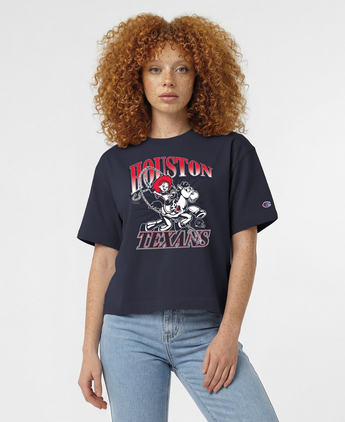 Champion Women's Athletic Navy Houston Texans Disney X Champion All Star T-Shirt