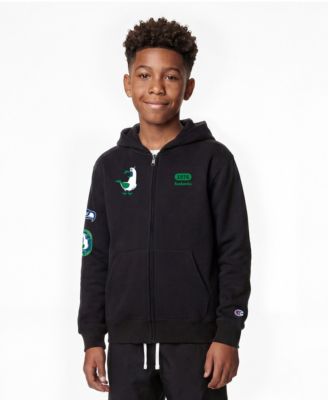 Big Boys and Girls Black Seattle Seahawks Disney X Champion Full-Zip Hoodie