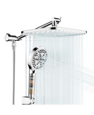 Handheld Rain Dual Showerhead Filtered Power Wash Spray Diverter Set