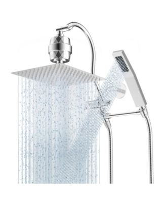 12'' All Metal Filtered Rainfall Shower Head Handheld Wand Extension Arm Hose Holder with Filter