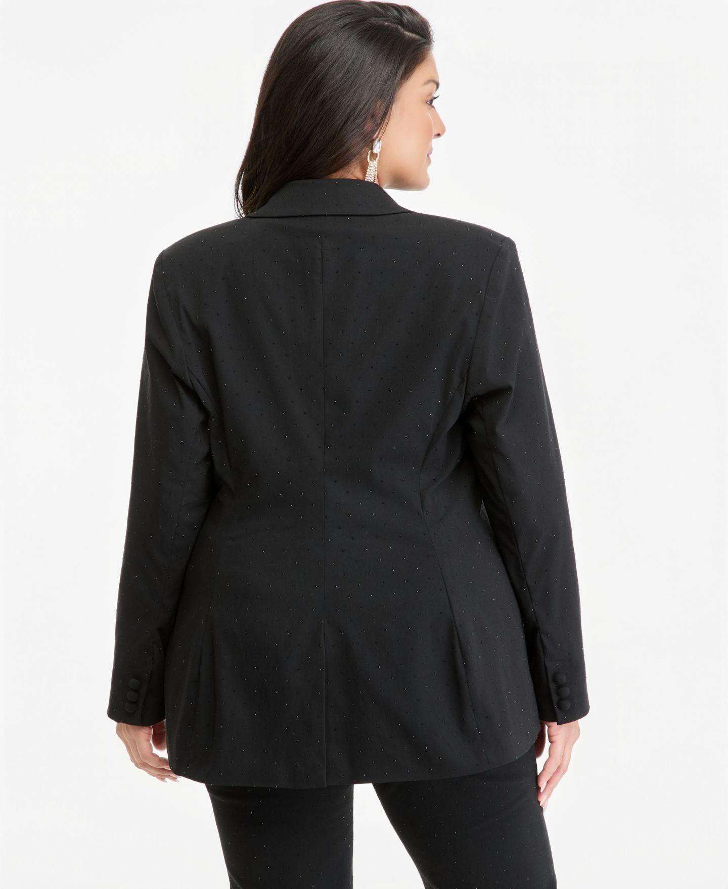 Женский пиджак I.N.C. International Concepts Plus Size Embellished Peak-Lapel Blazer, цвет: Глубокий чёрный — фото 4