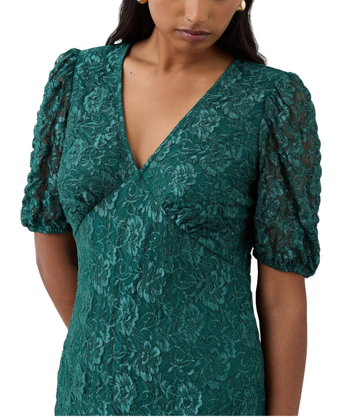 Finery London Women's Loretta Empire-Waist Fit-and-Flare V-Neck Lace Midi Dress