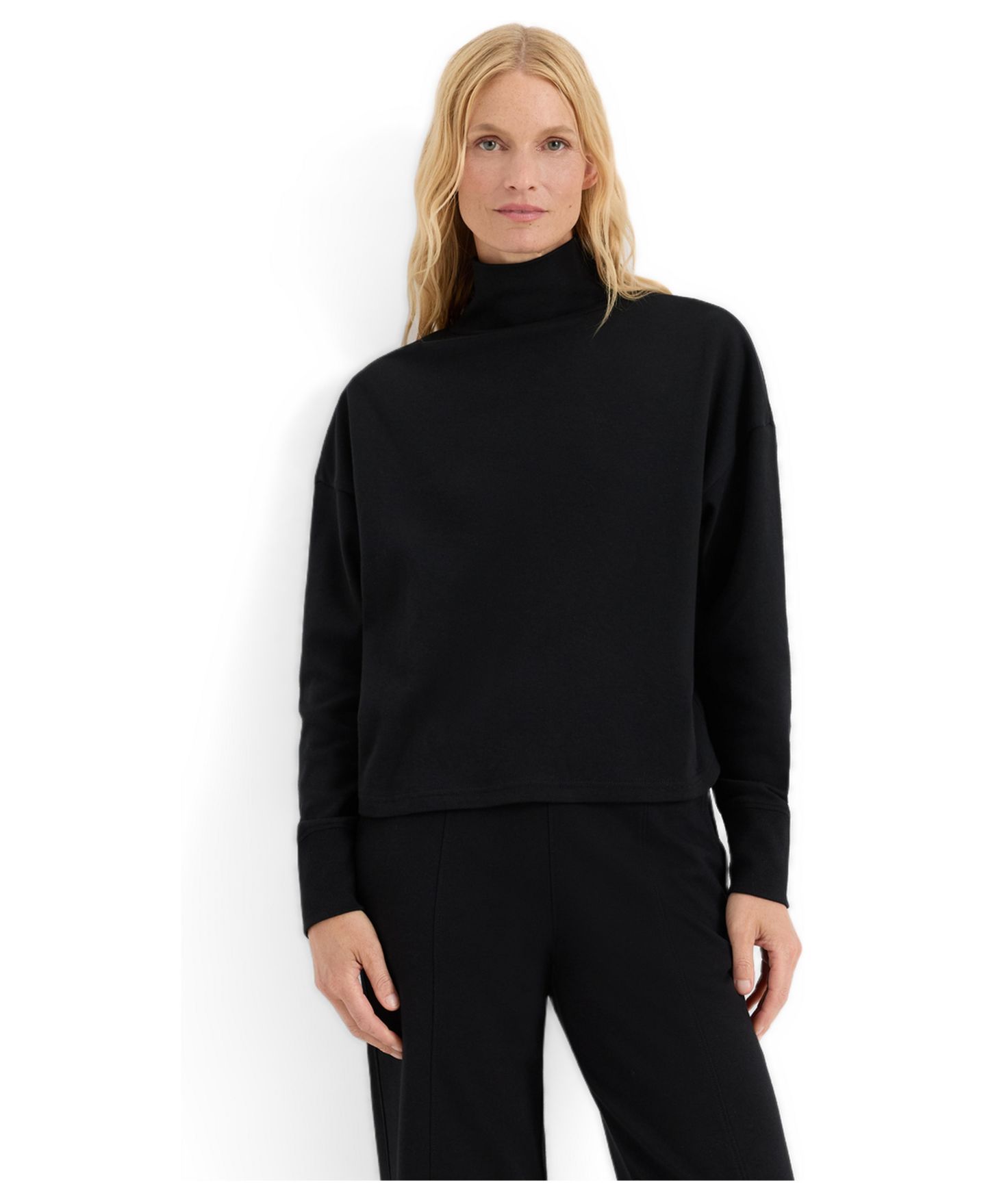 Женский топ Pact Plus Size Organic Cotton Roam Funnel Neck, цвет: Чёрный — фото 1