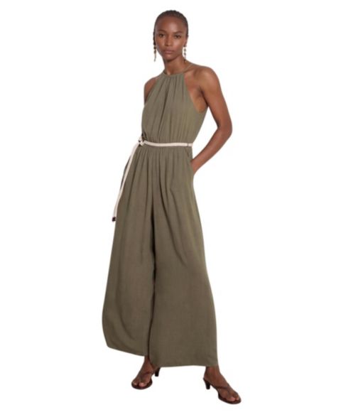 Женский комбинезон Apricot Halter Neck Rope Belt Jumpsuit, цвет: Хаки