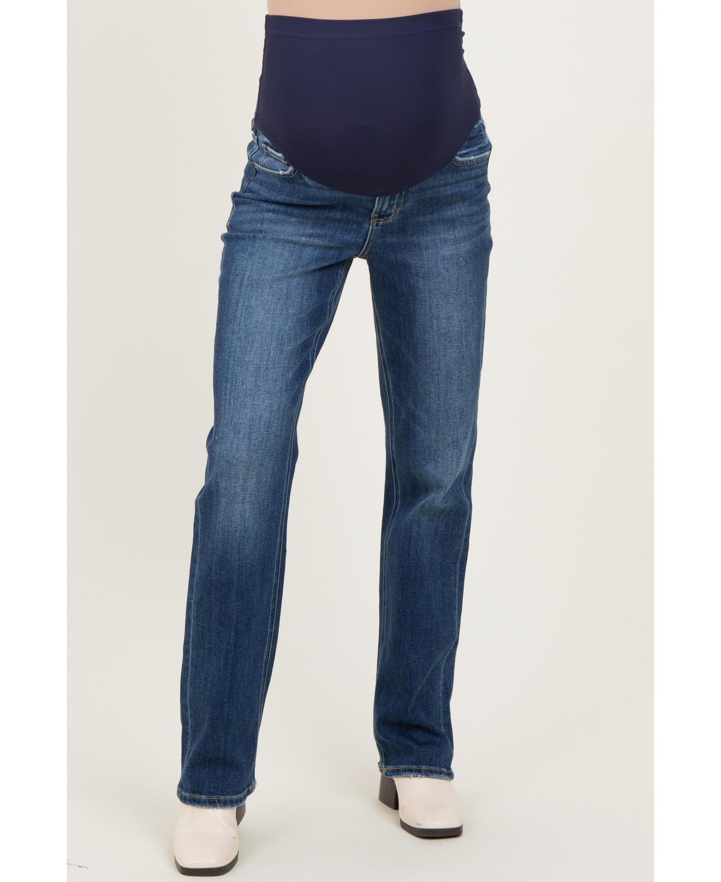 Женские джинсы Pinkblush Maternity High-Rise Dark Wash Straight-Leg, цвет: Тёмно-синий — фото 3