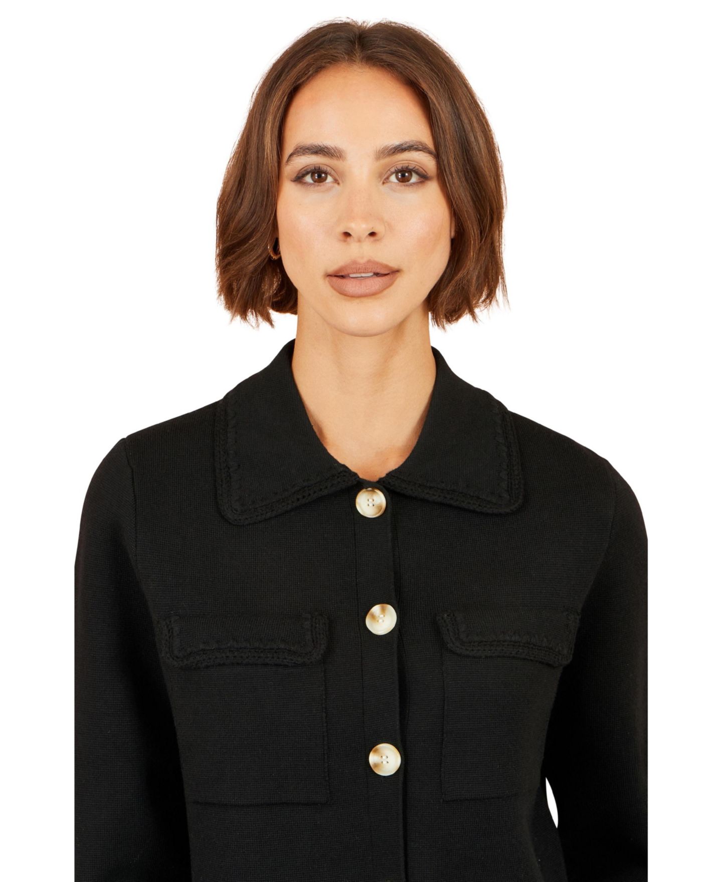 Женская куртка Yumi Knitted Utility Cropped, цвет: Чёрный — фото 4