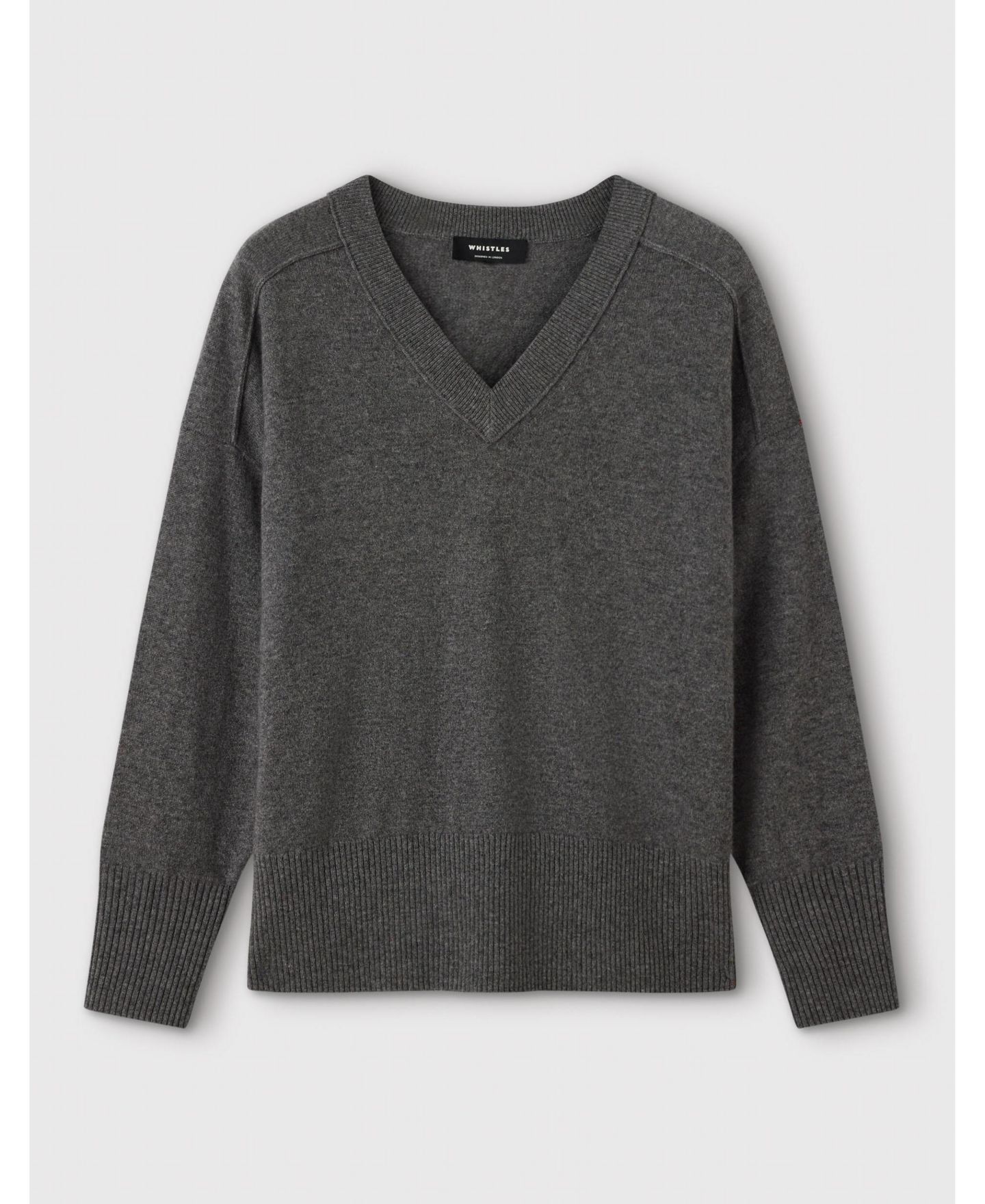 Женский свитер Whistles Cashmere V-Neck Relaxed-Fit Jumper, цвет: Серый меланжевый — фото 4