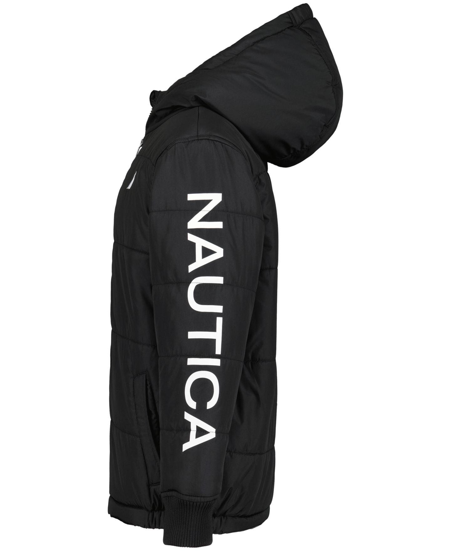 Куртки Nautica Water-Resistant Quilted Puffer Jacket with Fleece Beanie, 2-Piece Set для мальчиков, цвет: Чёрный — фото 4