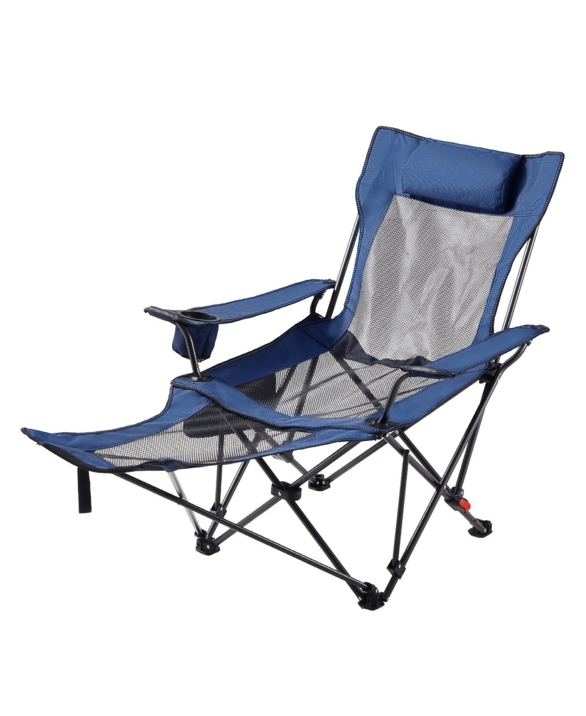 Slickblue Portable Reclining Camping Chair with Mesh Back, Footrest and Adjustable Backrest