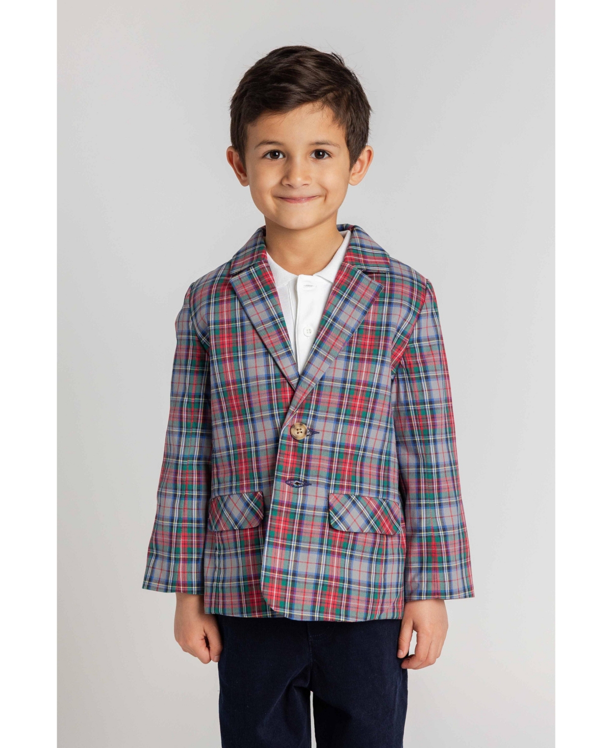 Florence Eiseman Boys' 4-20 Plaid Single-Breasted Machine Washable Blazer