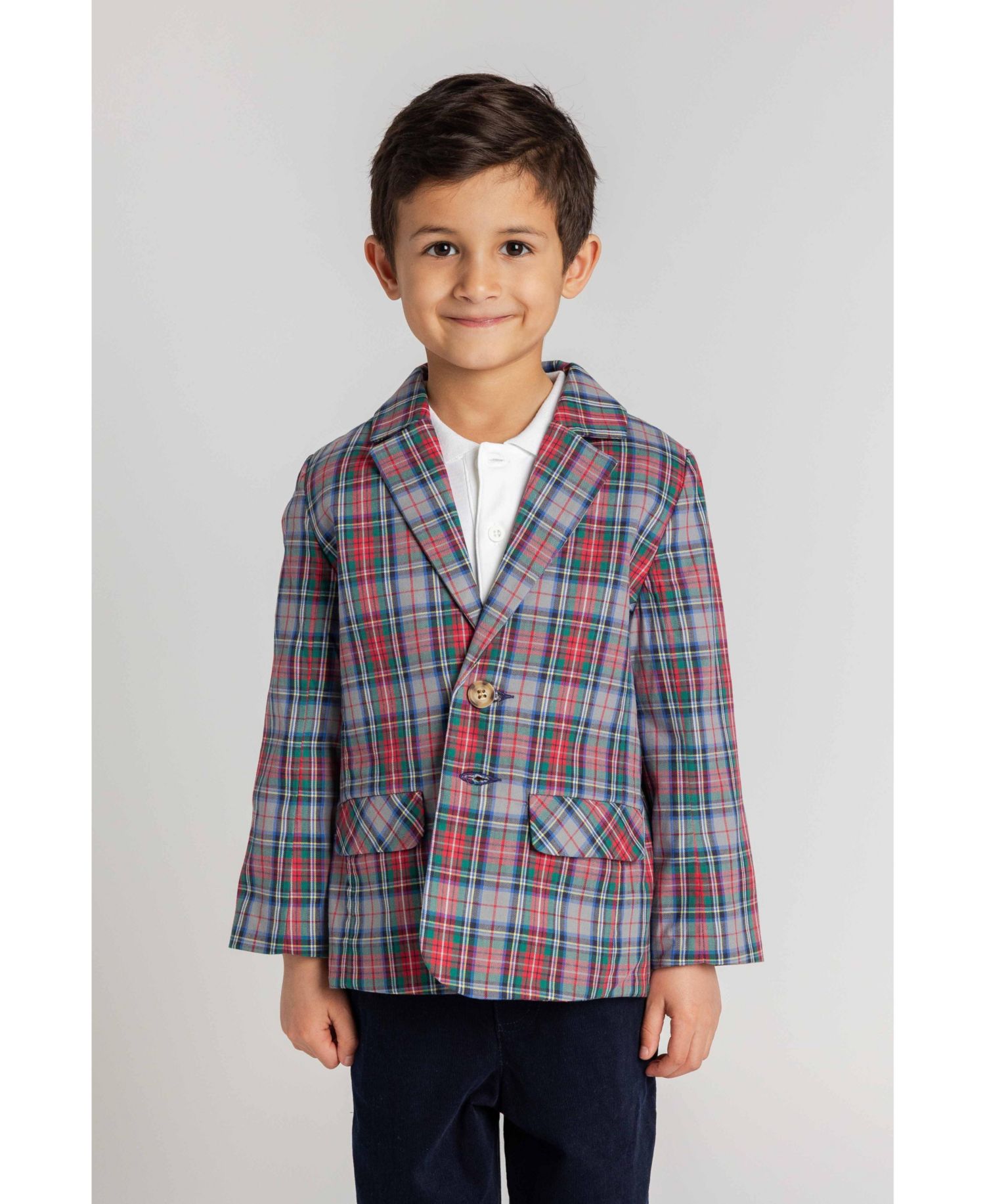 Boys' 4-20 Plaid Single-Breasted Machine Washable Blazer