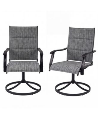 Padded Patio Swivel Chairs Set of 2 Ergonomic Outdoor Dining Chairs with High Back