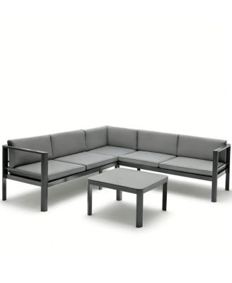 3 Pieces Aluminum Patio Furniture Set with 6-Level Adjustable Backrest
