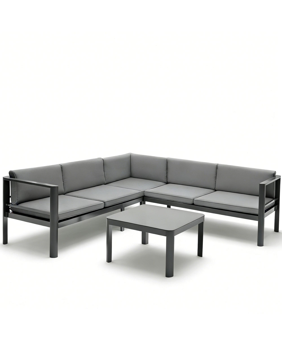 Clihome 3 Pieces Aluminum Patio Furniture Set with 6-Level Adjustable Backrest - Gray