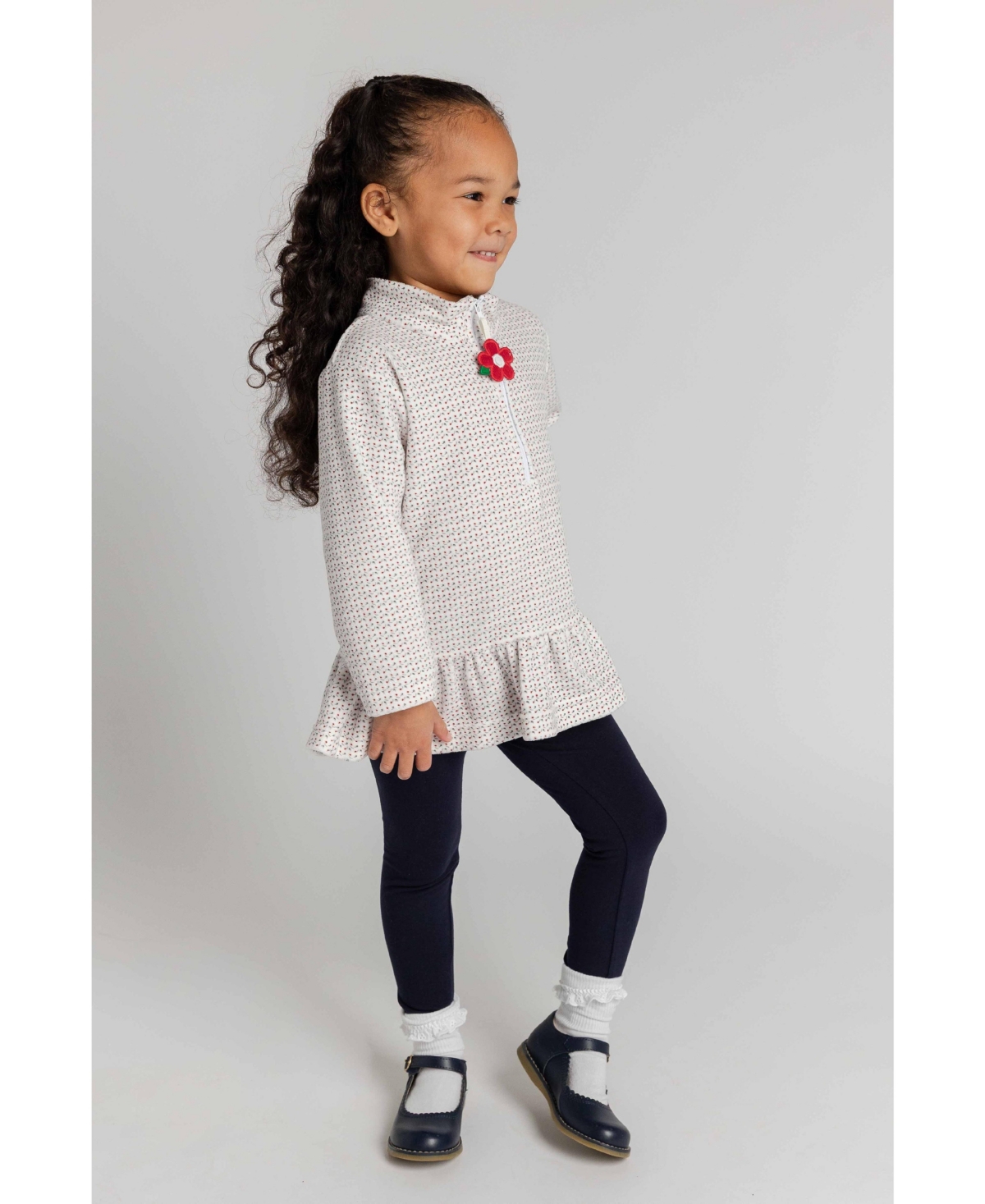Florence Eiseman Girls' 4-16 Half-Zip Velour Printed Sweatshirt