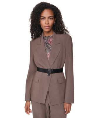 Women's Belted Notch Collar Stretch Blazer