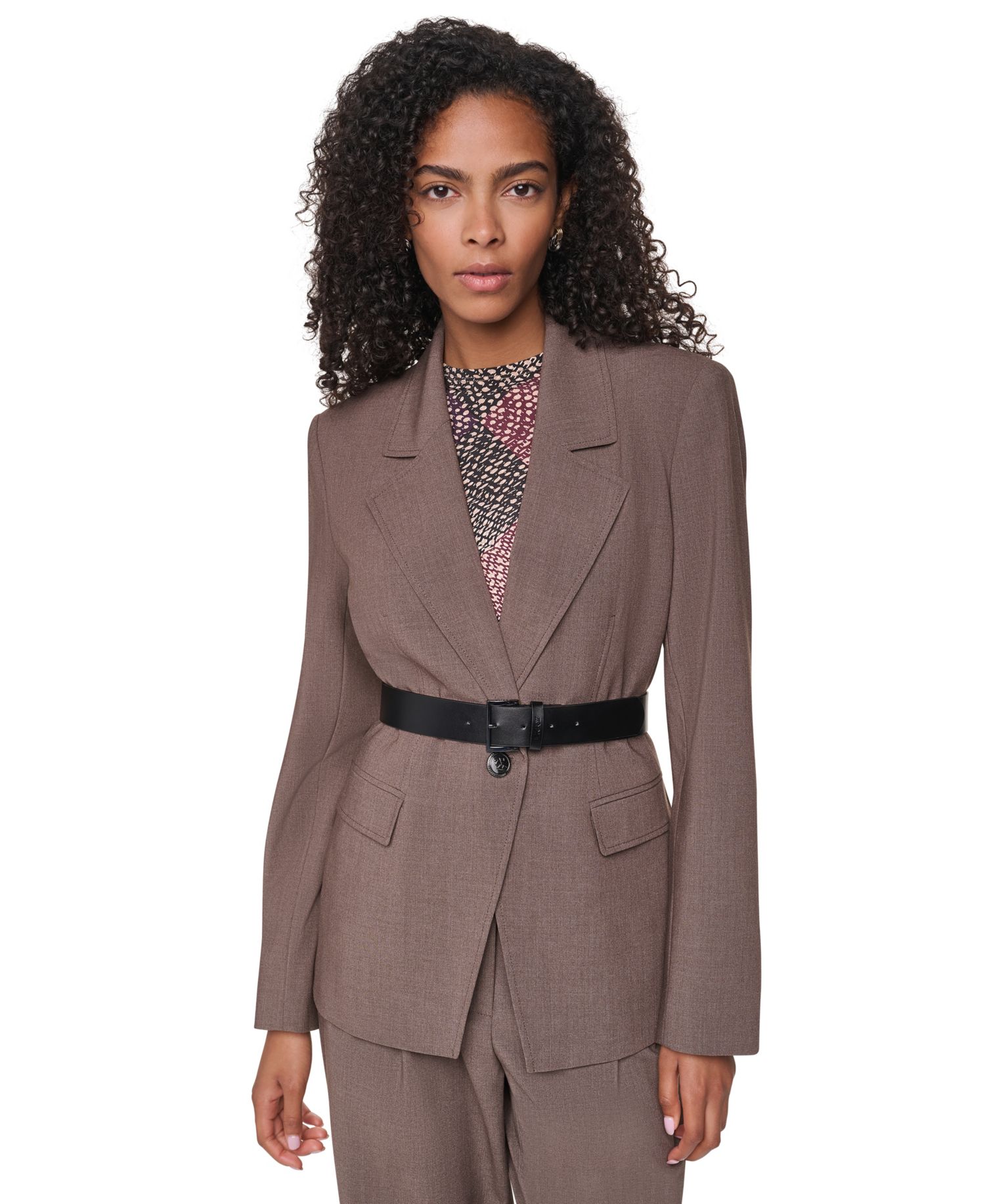 Women's Belted Notch Collar Stretch Blazer