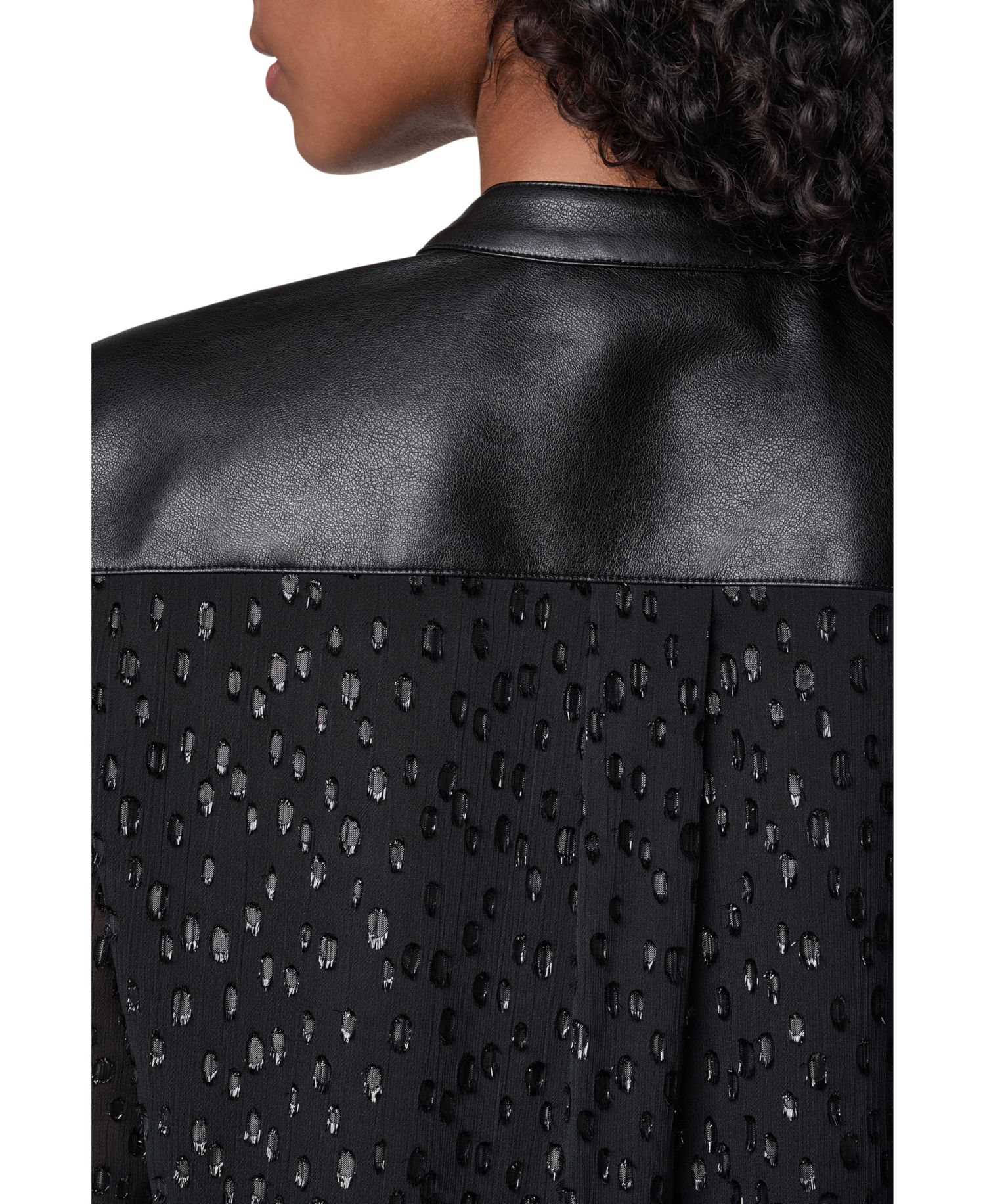 Women's Clip Dot Surplice V-Neck Long-Sleeve Blouse