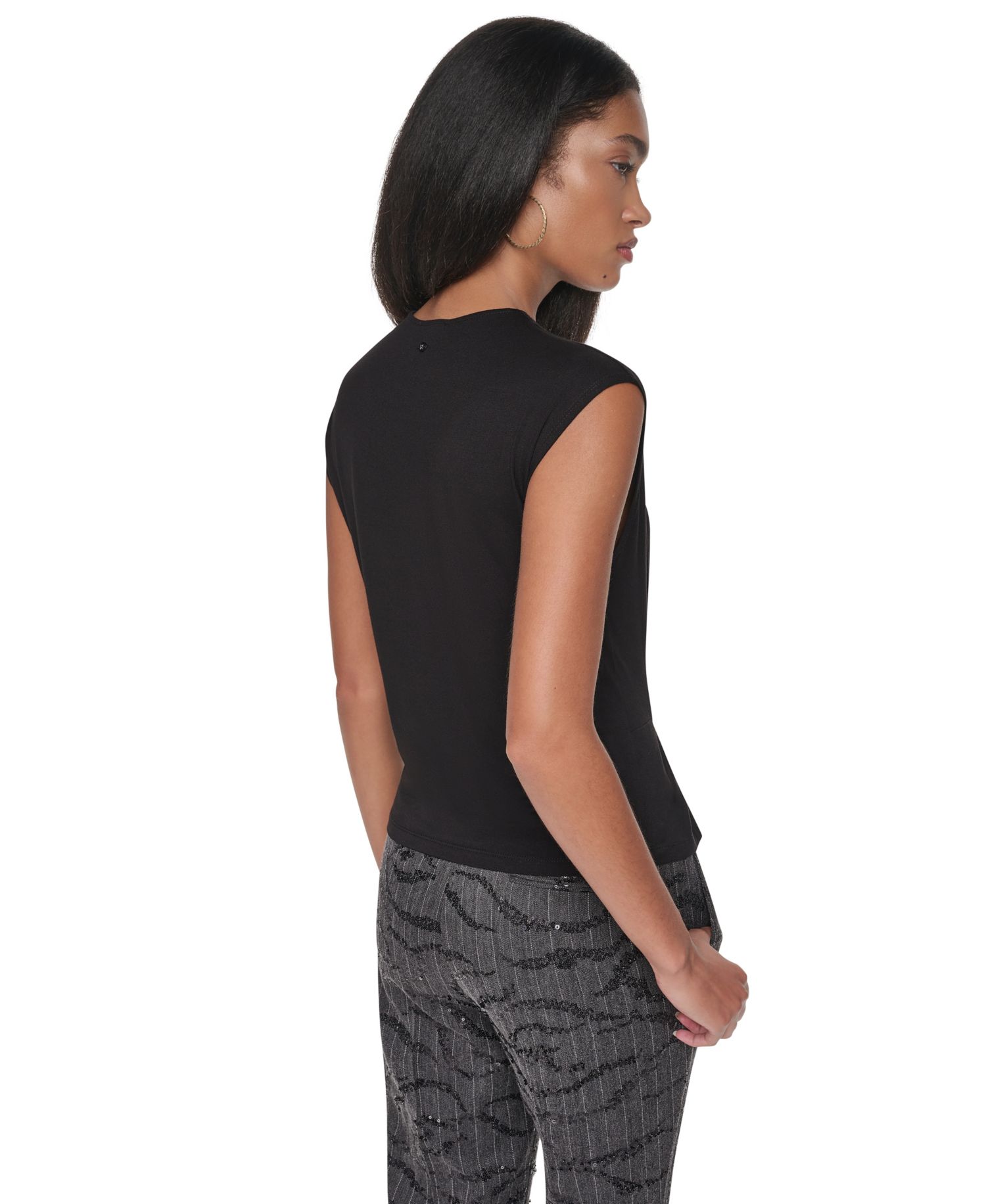 Women's Ruched Mock-Neck Fitted Tank Top