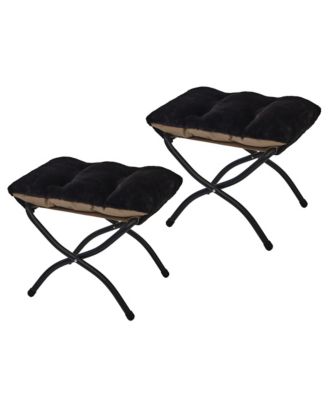 Folding Ottoman Footrest Stool Padded Collapsible Accent