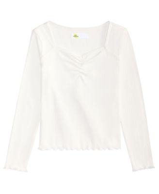 Girls' 4-16 Long-Sleeve Sweetheart Neck Shirt
