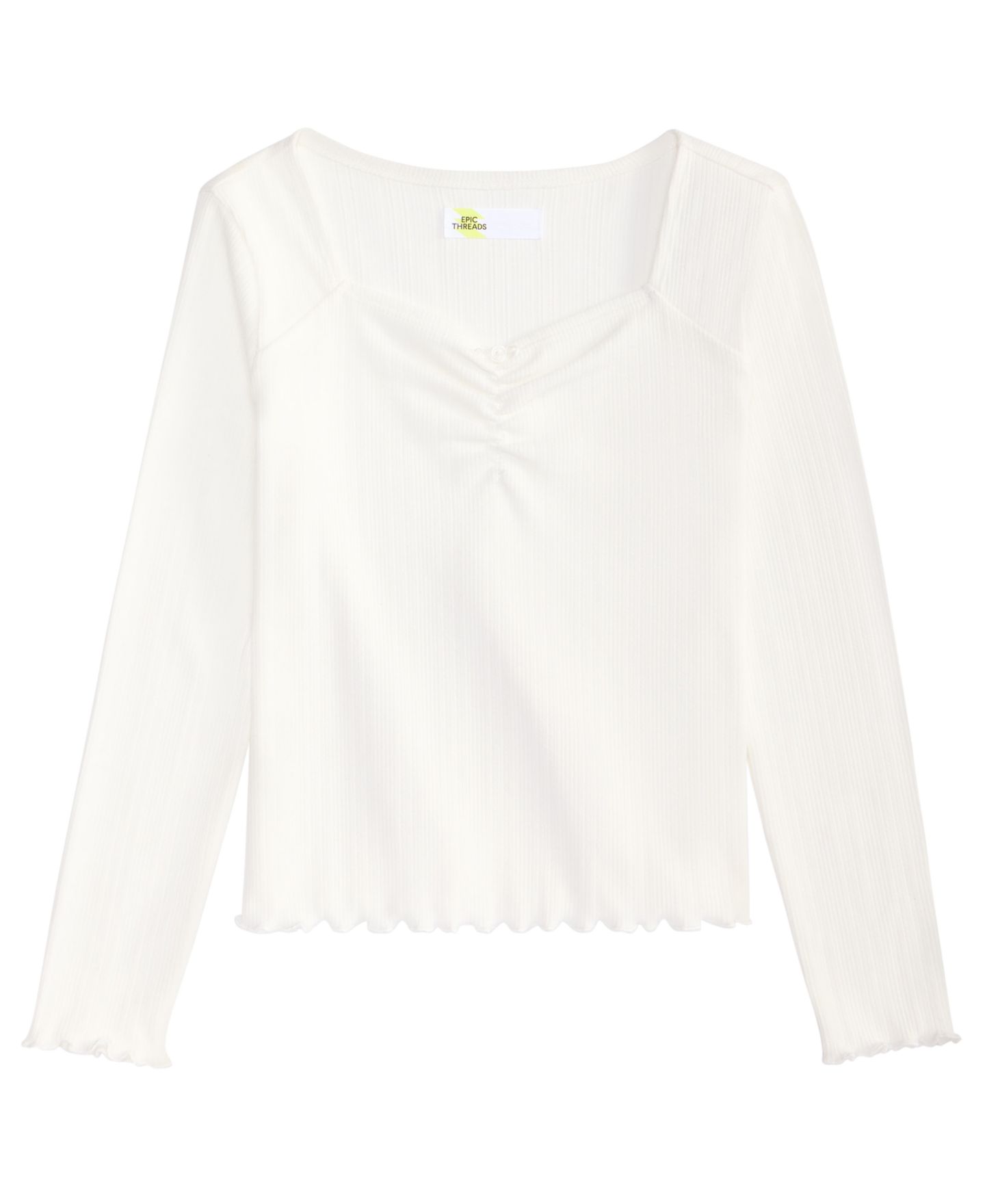 Рубашка Epic Threads Long-Sleeve Sweetheart Neck для девочек, цвет: Белый — фото 1