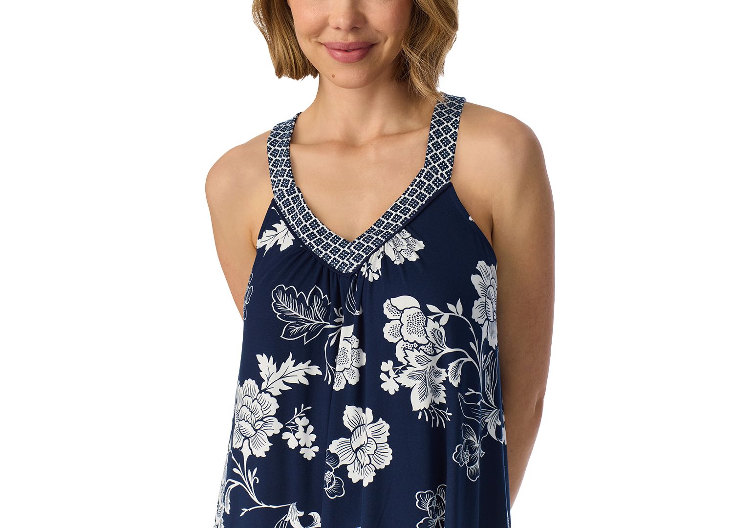 Women's V-Neck Sleeveless Side Seam Pockets Nightgown