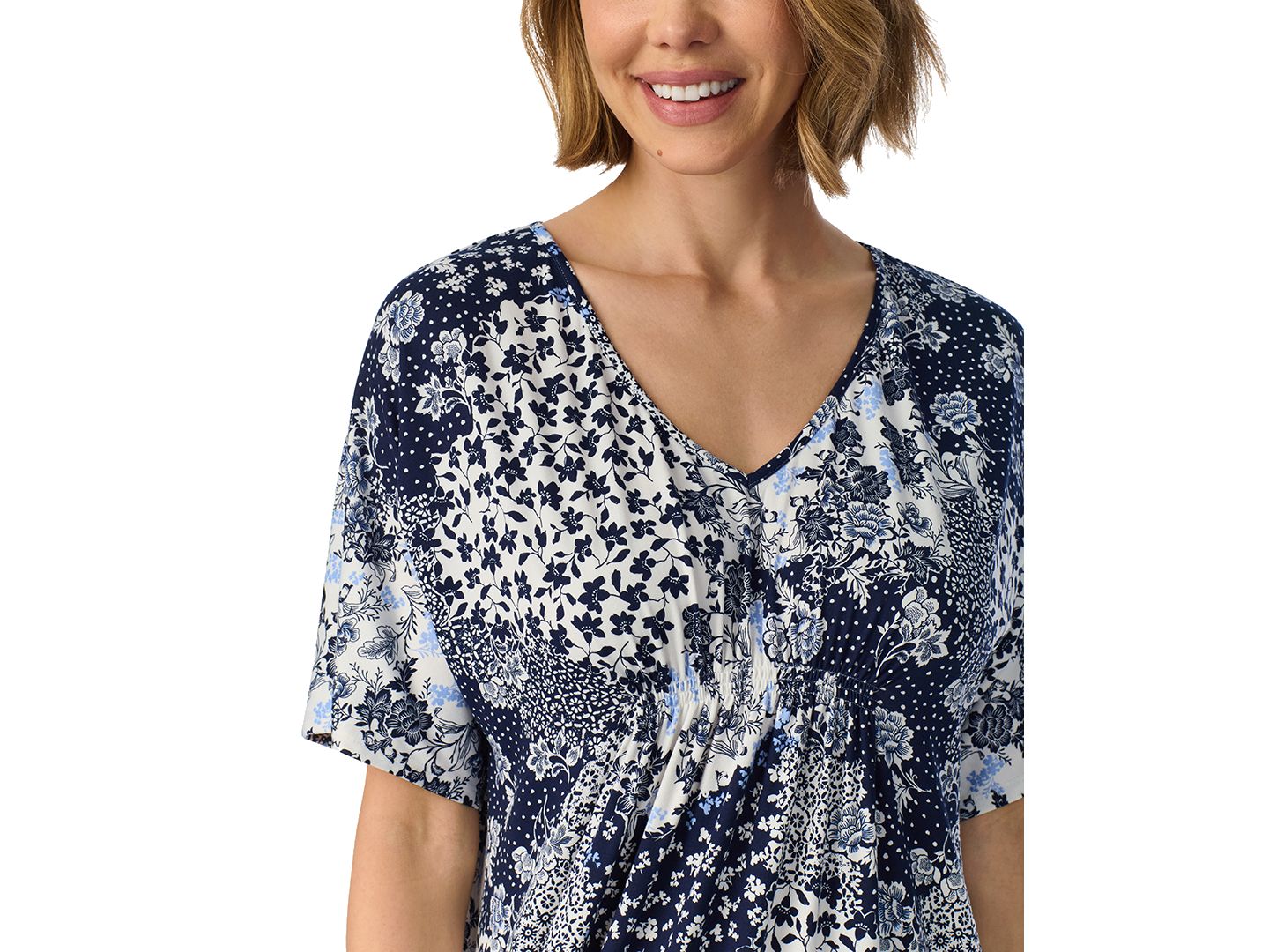 Пижама Tunic, V-образный вырез, с карманами — Ellen Tracy, цвет: С принтом — фото 3